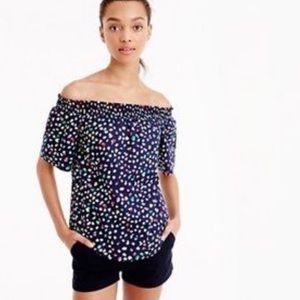 J crew size 8 ratti cat print blouse top off shoulder